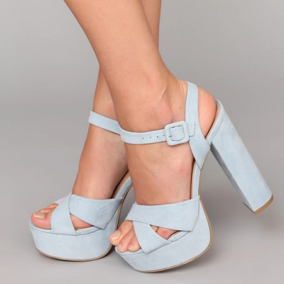 Fashion Nova Shoes - Fashionnova Light Blue Suede Platform Heels